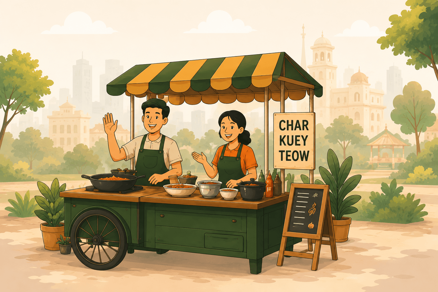 Char Kuey Teow hawkers at their stall